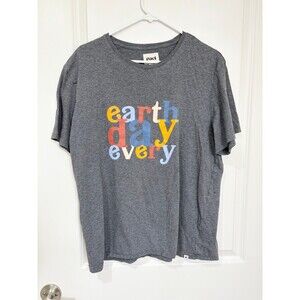 Pact Earth Day Every Day Gray colorful print cotton shirt size XL